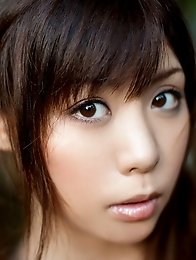 Honey busty and nude girl Aya Hirai posing naked in the woods