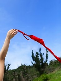 Busty and cute Japanese Mao Kurata goes to beach to get naked