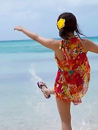 Large breasted Maki Kokoro posing outside