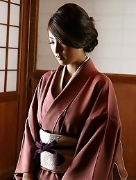 Sexy gravure idol beauty slowly takes off her pink kimono