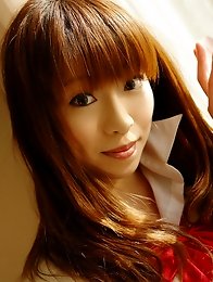 Captivating asian school girl seduces with her plump boobs