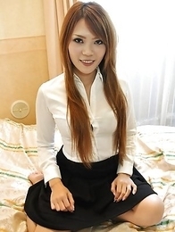 Mie unbuttons her top to unleash her pair of natural big breasts and enjoys riding a dick