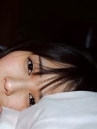 Ruka Kanae fondles her juicy nude cans and nude beaver too