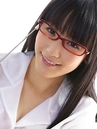 Yuri Hamada teacher with specs and sexy legs shows big cans